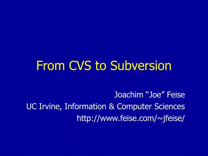 joachim joe feise uc irvine information computer sciences http www feise com jfeise