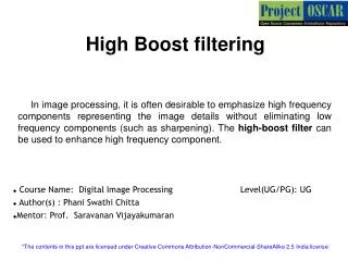 High Boost filtering