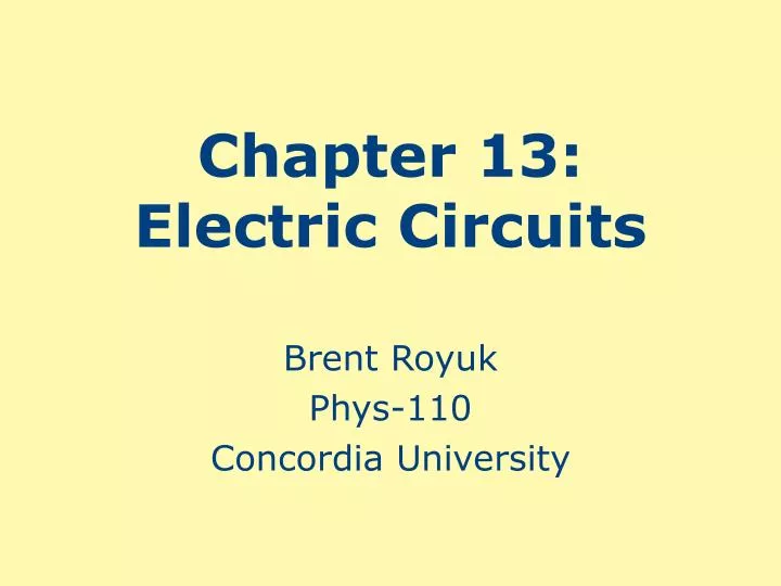 chapter 13 electric circuits