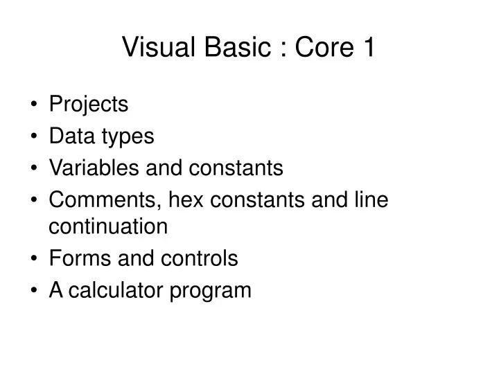 visual basic core 1