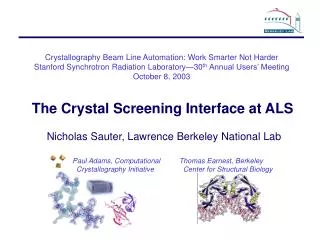 The Crystal Screening Interface at ALS