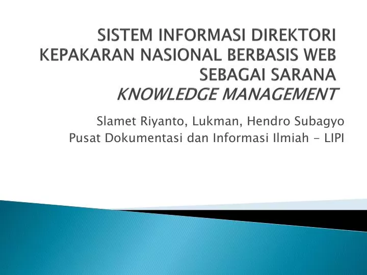 sistem informasi direktori kepakaran nasional berbasis web sebagai sarana knowledge management