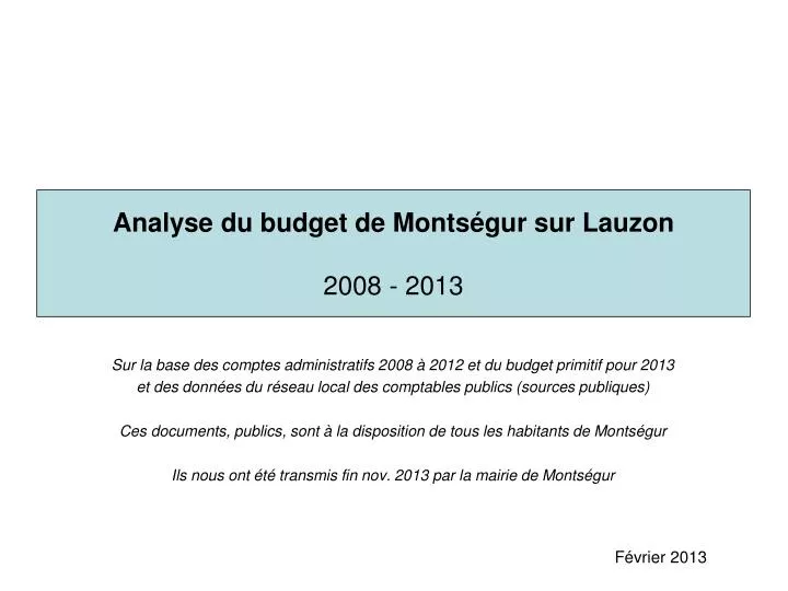 analyse du budget de monts gur sur lauzon 2008 2013