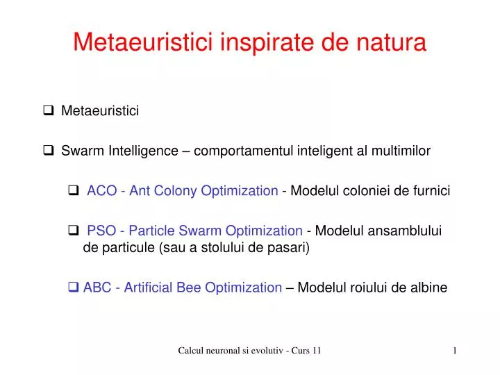 metaeuristici inspirate de natura