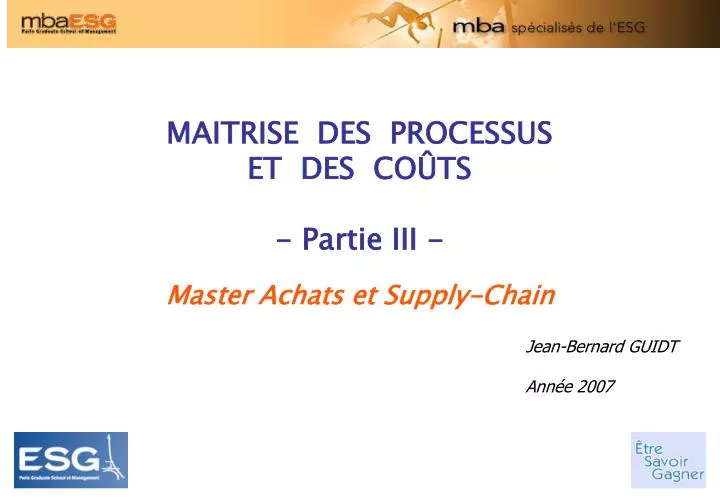 maitrise des processus et des co ts partie iii