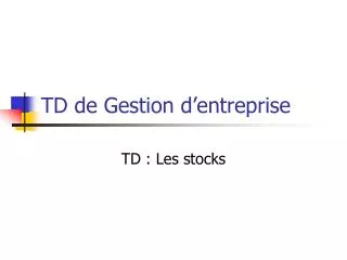 td de gestion d entreprise