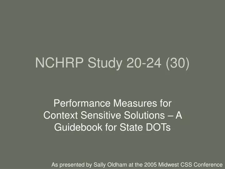 nchrp study 20 24 30