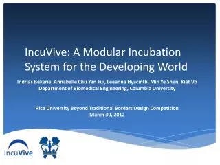 IncuVive : A Modular Incubation System for the Developing World