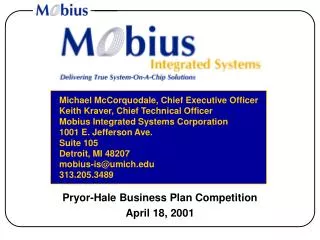Pryor-Hale Business Plan Competition April 18, 2001
