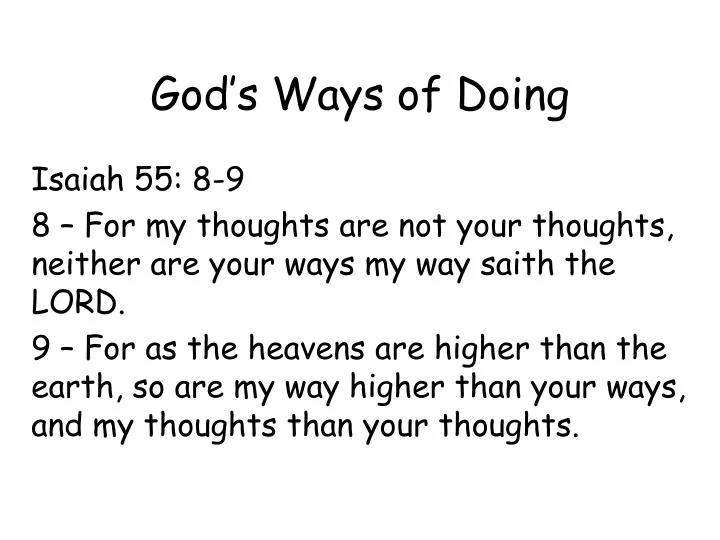 god s ways of doing
