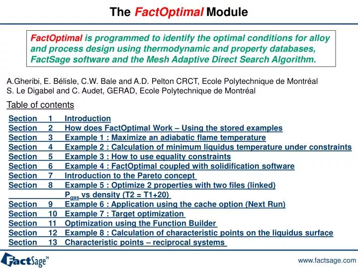the factoptimal module