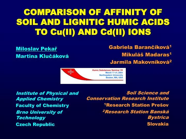 comparison of affinity of soil and lignitic humic acids to cu ii and cd ii ions