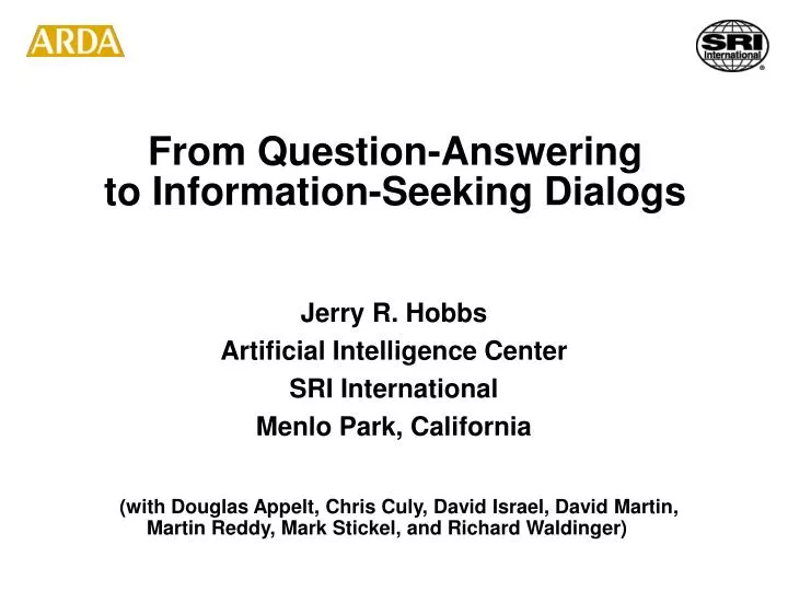 from question answering to information seeking dialogs