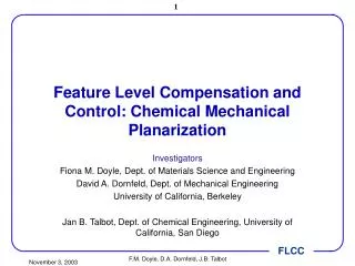 Feature Level Compensation and Control: Chemical Mechanical Planarization