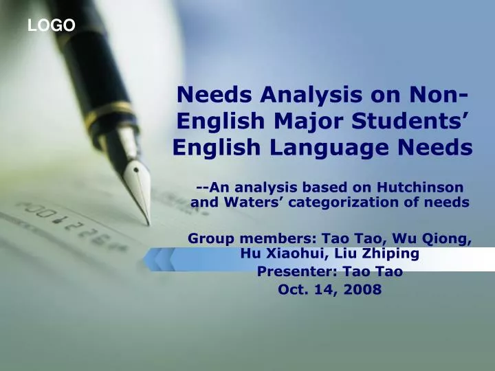 needs analysis on non english major students english language needs