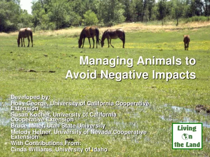 managing animals to avoid negative impacts