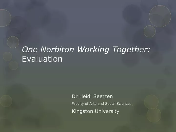 one norbiton working together evaluation