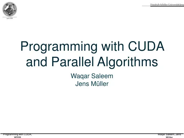 programming with cuda and parallel algorithms