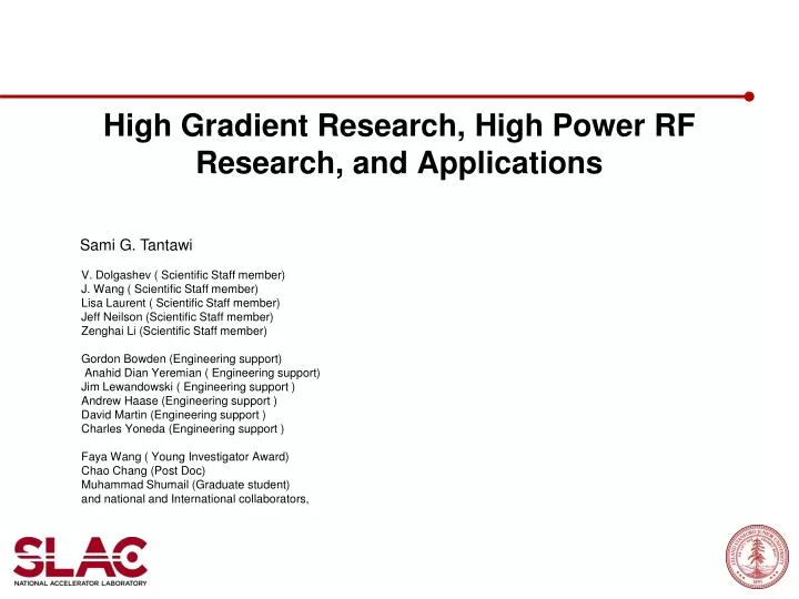high gradient research high power rf research and applications