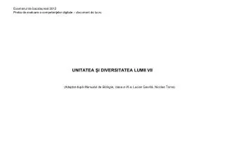 unitatea i diversitatea lumii vii