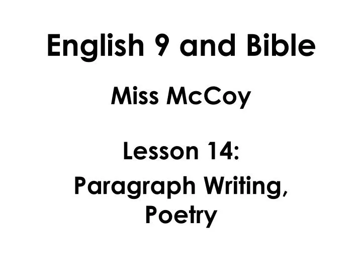 english 9 and bible
