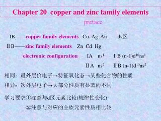 Chapter 20 copper and zinc family elements