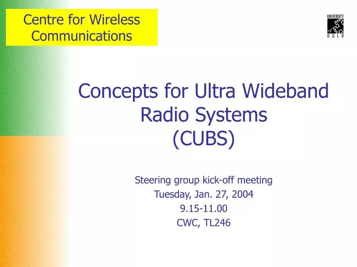 concepts for ultra wideband radio systems cubs
