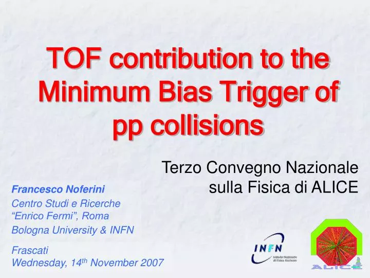 tof contribution to the minimum bias trigger of pp collisions