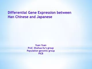 Differential Gene Expression between Han Chinese and Japanese