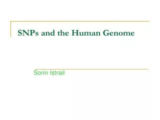 SNPs and the Human Genome