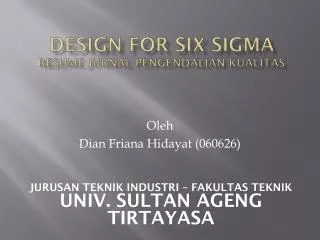 design for six sigma resume jurnal pengendalian kualitas