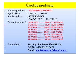 vod do predmetu