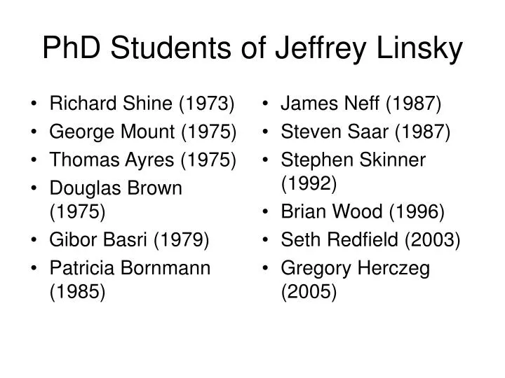 phd students of jeffrey linsky