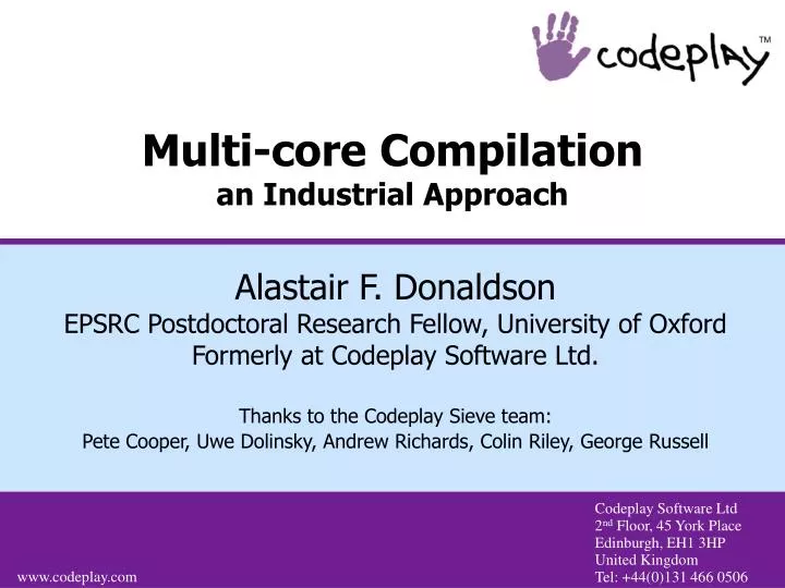 multi core compilation an industrial approach