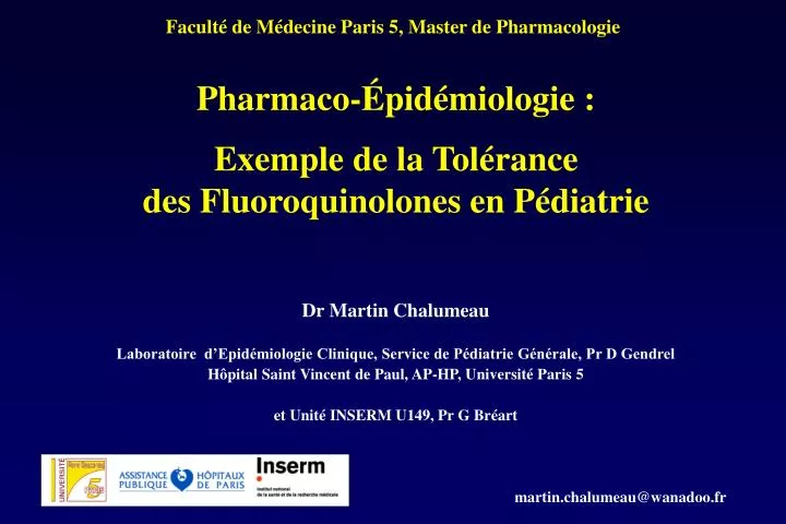 pharmaco pid miologie exemple de la tol rance des fluoroquinolones en p diatrie