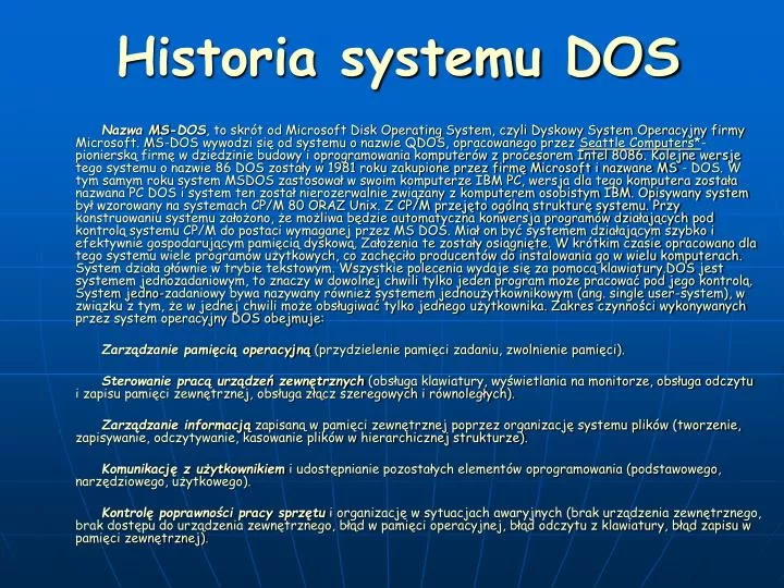 historia systemu dos