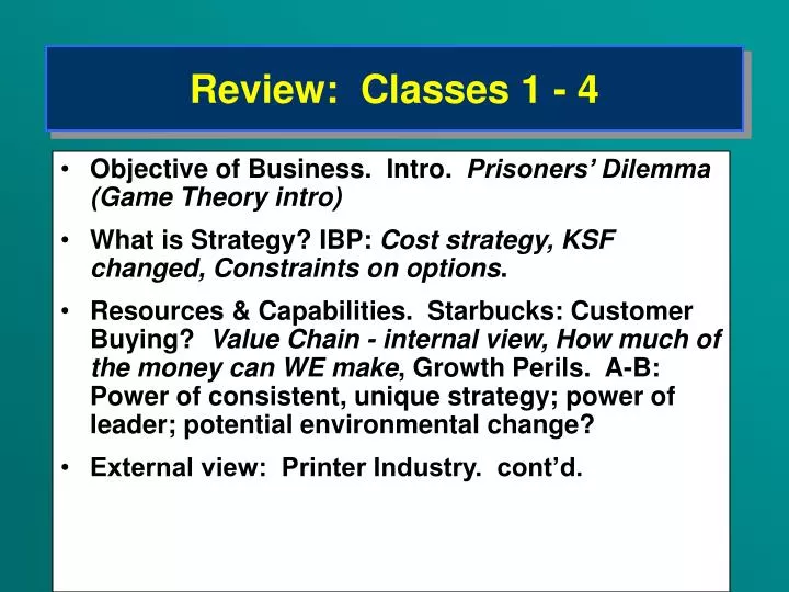 review classes 1 4