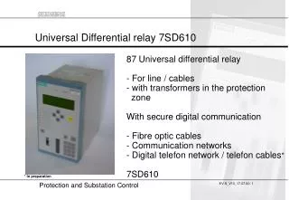Universal Differential relay 7SD610