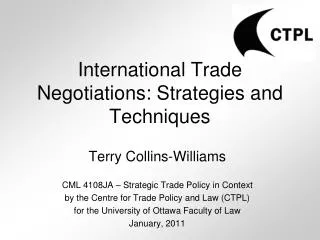 International Trade Negotiations: Strategies and Techniques