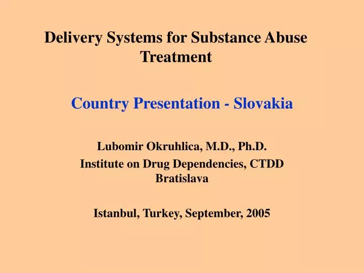 delivery systems for substance abuse treatment