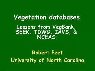 Vegetation databases