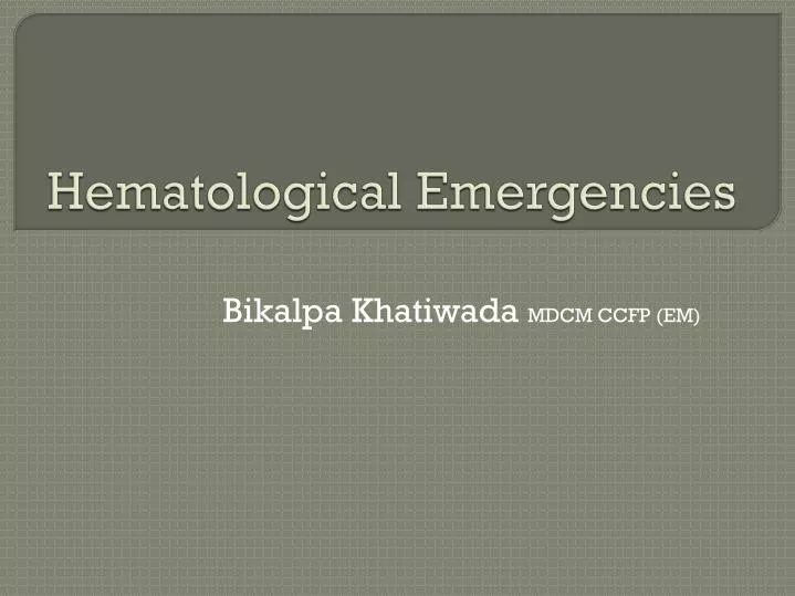 hematological emergencies
