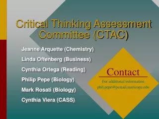 Critical Thinking Assessment Committee (CTAC)