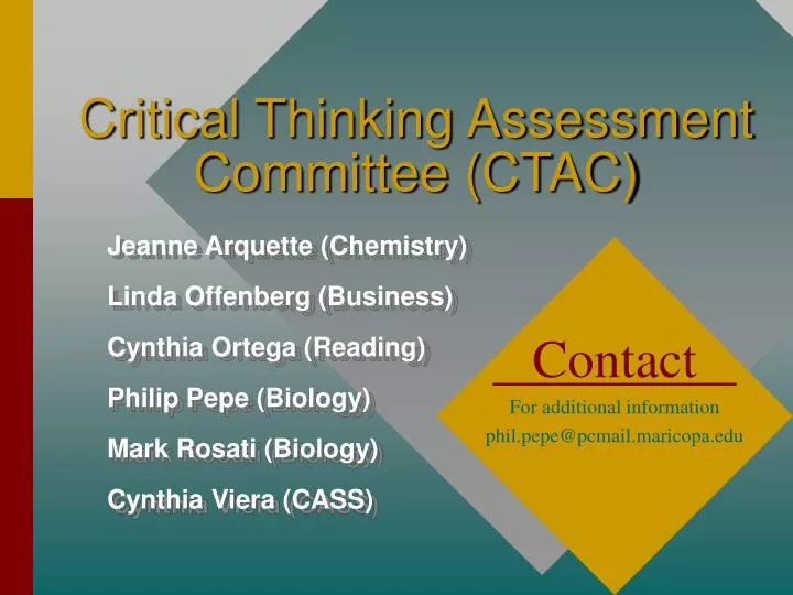 critical thinking assessment committee ctac
