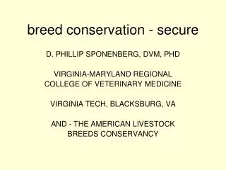breed conservation - secure
