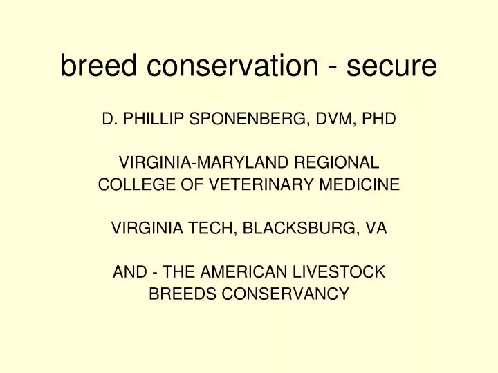 breed conservation secure