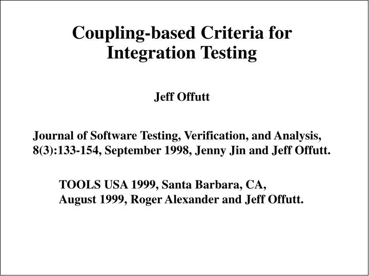 coupling based criteria for integration testing