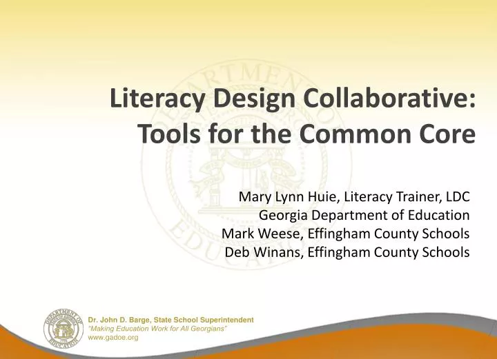 literacy design collaborative tools for the common core