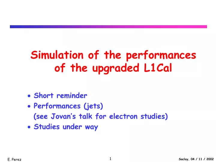simulation of the performances of the upgraded l1cal
