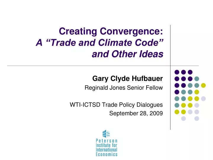 creating convergence a trade and climate code and other ideas